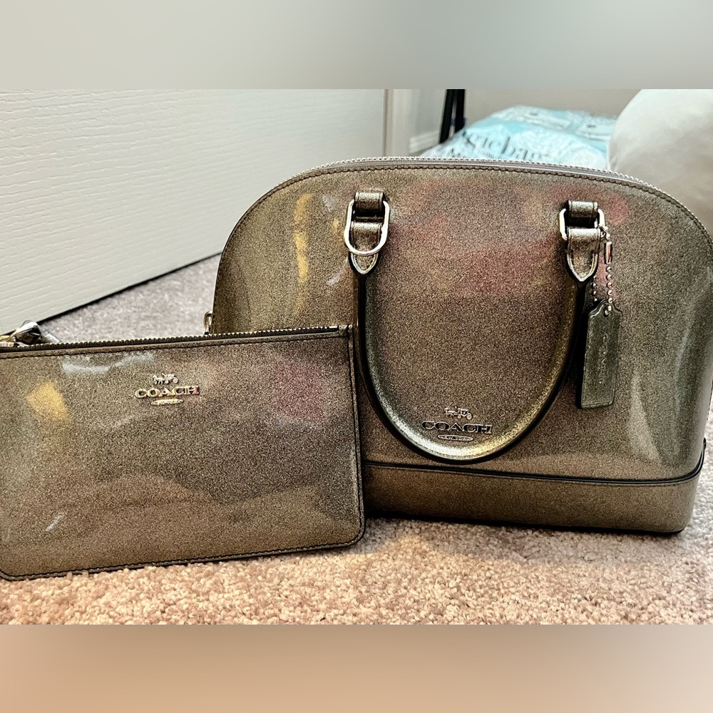 Like new! Limited Edition COACH Sierra NASA glitter patent leather w/ wristlet